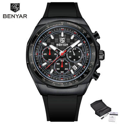 BENYAR 2025 44MM Multi functional Complex Luxury Men Quartz Watches Waterproof Stainless Steel Men Chronograph Gift With Box