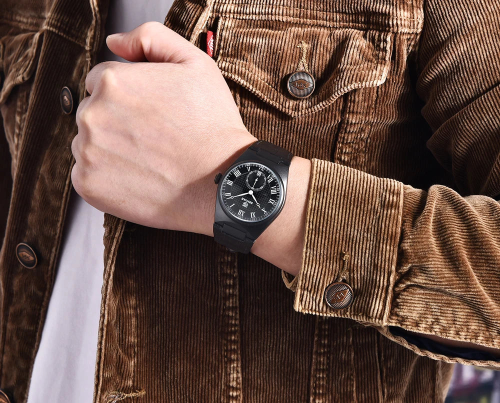 BENYAR Men's Watches Retro Dial Quartz Watch For Men Luxury 40MM Military Leather Original Watches Waterproof Clock Reloj Hombre