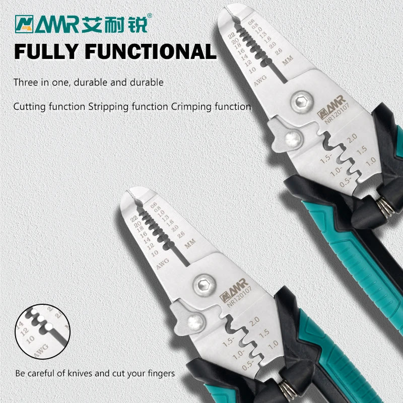 8-in-1 Stripping Pliers with Voltage Tester Versatile Wire Stripping Pliers with Electricity Measurement Cutting Crimping Pliers