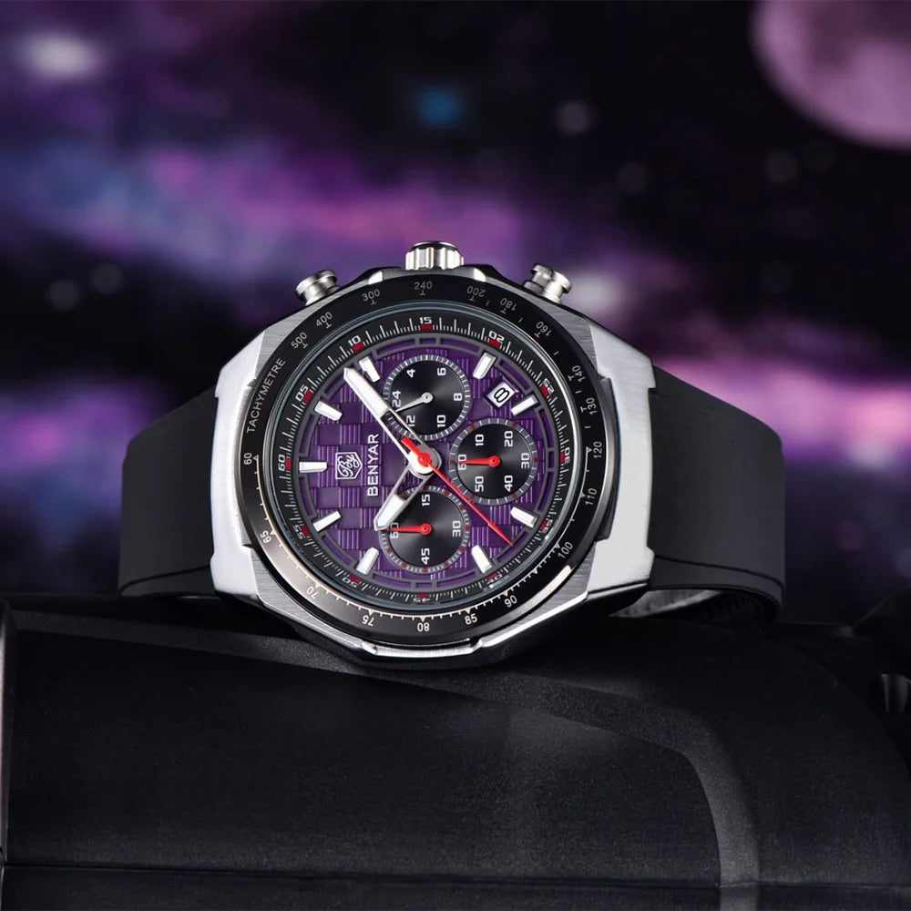 BENYAR 2025 44MM Multi functional Complex Luxury Men Quartz Watches Waterproof Stainless Steel Men Chronograph Gift With Box