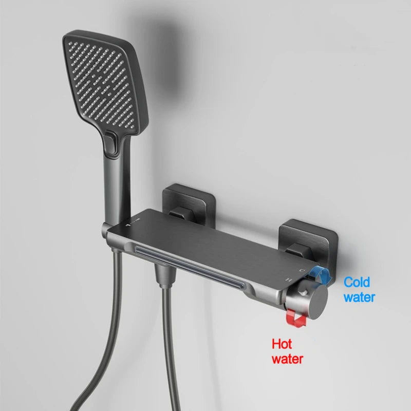 Waterfall Bathtub Faucet Shower Set Household Bathroom Wall Mounted Brass Hot and Cold Mixier Valve Bath Shower Head