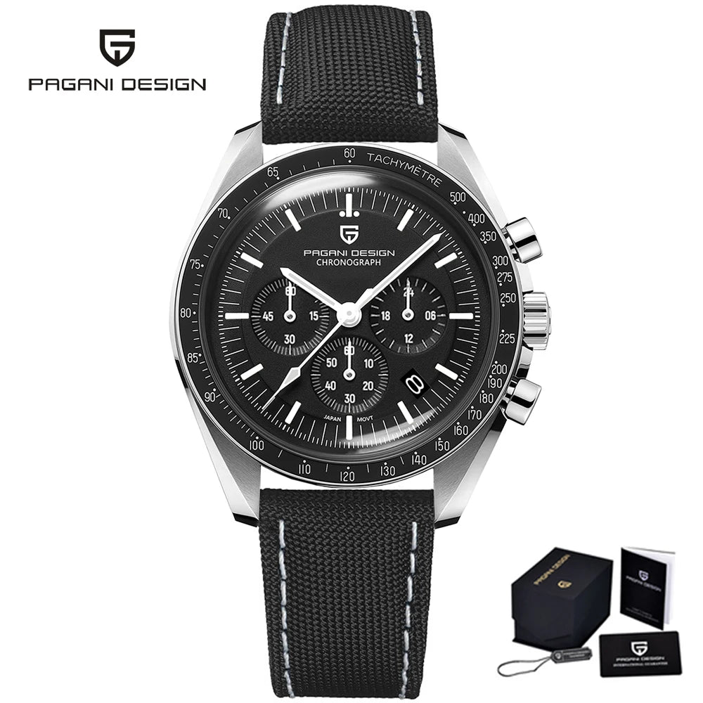 PAGANI DESIGN 2025 New Moon Watch For Men Quartz Multifunction Chronograph Sports Mens Watches Top Brand Luxury Sapphire Mirror