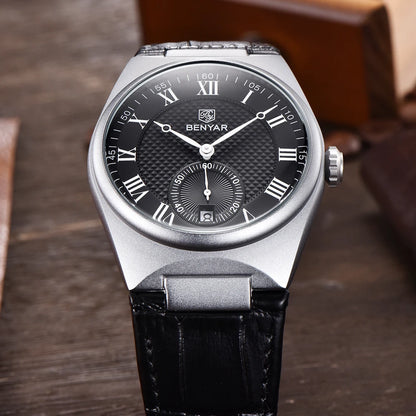BENYAR Men's Watches Retro Dial Quartz Watch For Men Luxury 40MM Military Leather Original Watches Waterproof Clock Reloj Hombre