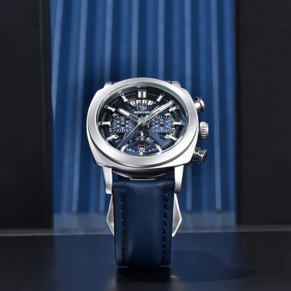 Relógio Benyar Design 2024 para homem, quartzo, 43 mm, mostrador luminoso, resistente à água até 50 m, anti-reflexo, cronógrafo, moderno e novo.