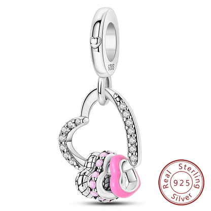 Hot Sale 925 Sterling Silve Charms Beads Forever Love Heart Sister Family Life Charms Dangle For Bracelet Woman Jewelry Gifts