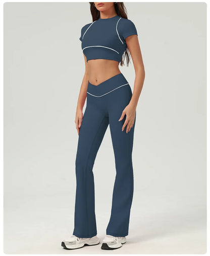 Yoga Top Sport T Shirts Women Fitness Clothes Workout Short-sleeved Crop Top Gym Running Active Wear Push Up Sport Top