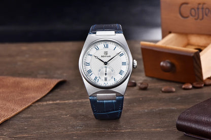 BENYAR Men's Watches Retro Dial Quartz Watch For Men Luxury 40MM Military Leather Original Watches Waterproof Clock Reloj Hombre