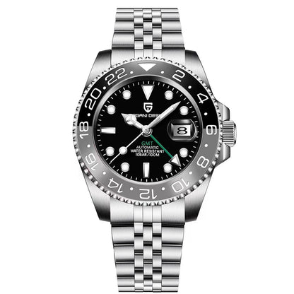 PAGANI DESIGN New GMT Men's Watch Luxury Sapphire Automatic Mechanical Watch 40MM Stainless Steel 100M Waterproof Watch