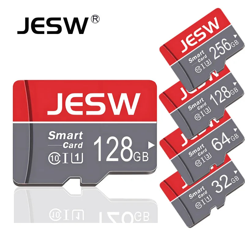 Cartão de memória JESW Micro Ultra SD de 256 GB, cartão flash TF A1 V10 C10 U1, 32 GB, 64 GB, 16 GB, 8 GB, 4 GB, Micro para câmara, drone, telemóvel, mesa de comutação