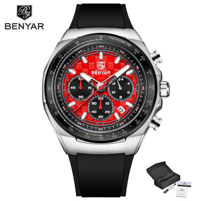 BENYAR 2025 44MM Multi functional Complex Luxury Men Quartz Watches Waterproof Stainless Steel Men Chronograph Gift With Box