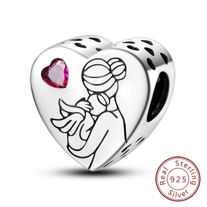 Hot Sale 925 Sterling Silve Charms Beads Forever Love Heart Sister Family Life Charms Dangle For Bracelet Woman Jewelry Gifts