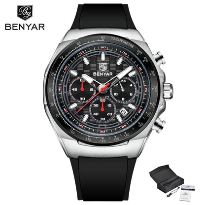BENYAR 2025 44MM Multi functional Complex Luxury Men Quartz Watches Waterproof Stainless Steel Men Chronograph Gift With Box