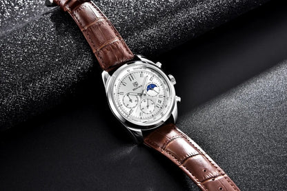 BENYAR New Men Watch 30ATM Waterproof Stainless Steel Quartz Wristwatches Luxury Leather Military Chronograph Watch reloj hombre