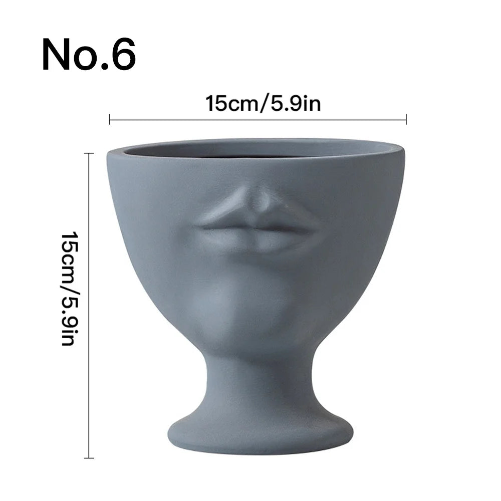 Creative Face Flower Pot Planter Indoor Ceramic Vase Desktop Ornaments Home Decor Garden Decoration Succulent Pot Plant Pot