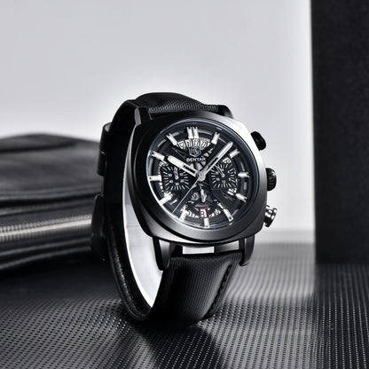 Relógio Benyar Design 2024 para homem, quartzo, 43 mm, mostrador luminoso, resistente à água até 50 m, anti-reflexo, cronógrafo, moderno e novo.