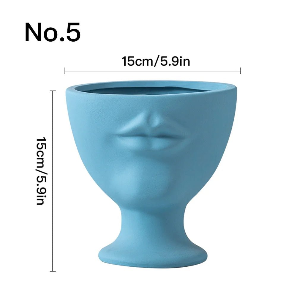 Creative Face Flower Pot Planter Indoor Ceramic Vase Desktop Ornaments Home Decor Garden Decoration Succulent Pot Plant Pot