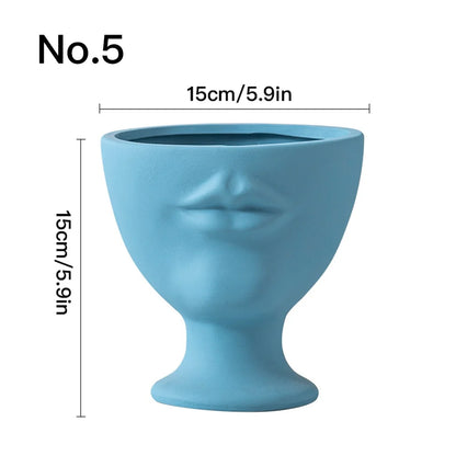 Creative Face Flower Pot Planter Indoor Ceramic Vase Desktop Ornaments Home Decor Garden Decoration Succulent Pot Plant Pot