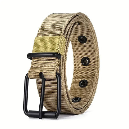 1pc Mens Durable Nylon Canvas Belt - Heavy-Duty Tactical Work Belt with Stylish Quick-Release Prong Buckle for Everyday Wear