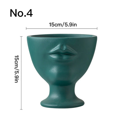 Creative Face Flower Pot Planter Indoor Ceramic Vase Desktop Ornaments Home Decor Garden Decoration Succulent Pot Plant Pot