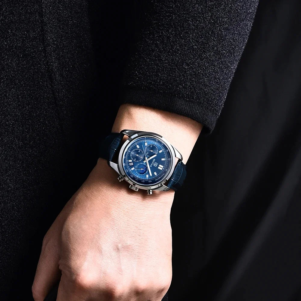 BENYAR New Men Watch 30ATM Waterproof Stainless Steel Quartz Wristwatches Luxury Leather Military Chronograph Watch reloj hombre