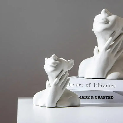 Vasos de cerâmica com rosto humano para decoração de casa, escultura de arte criativa, cabeça humana abstrata, vaso de plantas e flores para sala de estar.