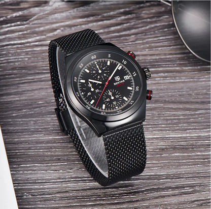 Benyar Men's Quartz Watch Simple Design Waterproof Chronograph Sports Watch Luminous Timer Stopwatch Business Wristwatch For Man