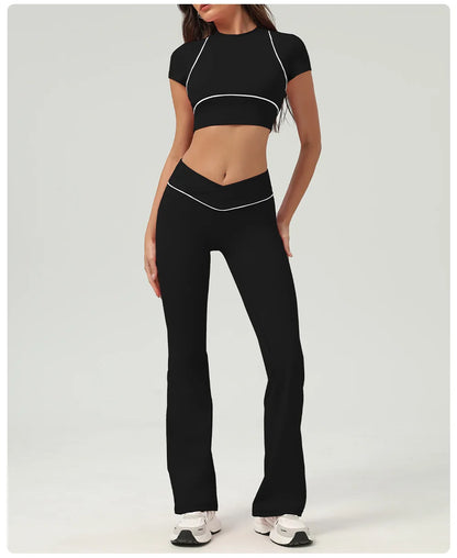 Yoga Top Sport T Shirts Women Fitness Clothes Workout Short-sleeved Crop Top Gym Running Active Wear Push Up Sport Top