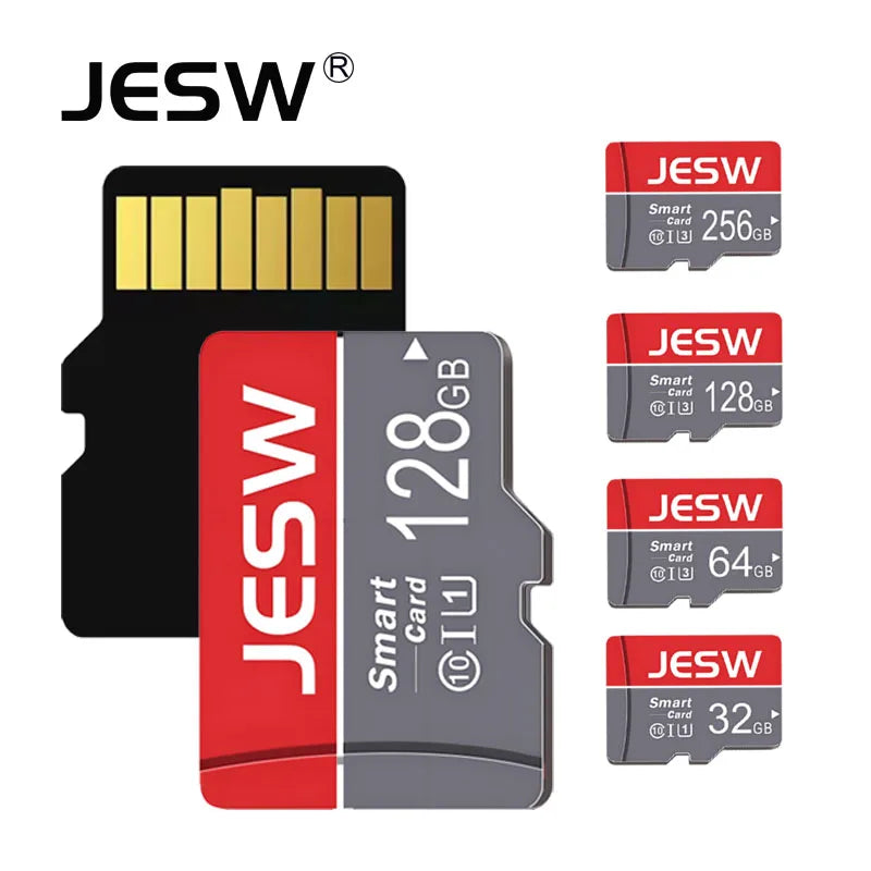 Cartão de memória JESW Micro Ultra SD de 256 GB, cartão flash TF A1 V10 C10 U1, 32 GB, 64 GB, 16 GB, 8 GB, 4 GB, Micro para câmara, drone, telemóvel, mesa de comutação