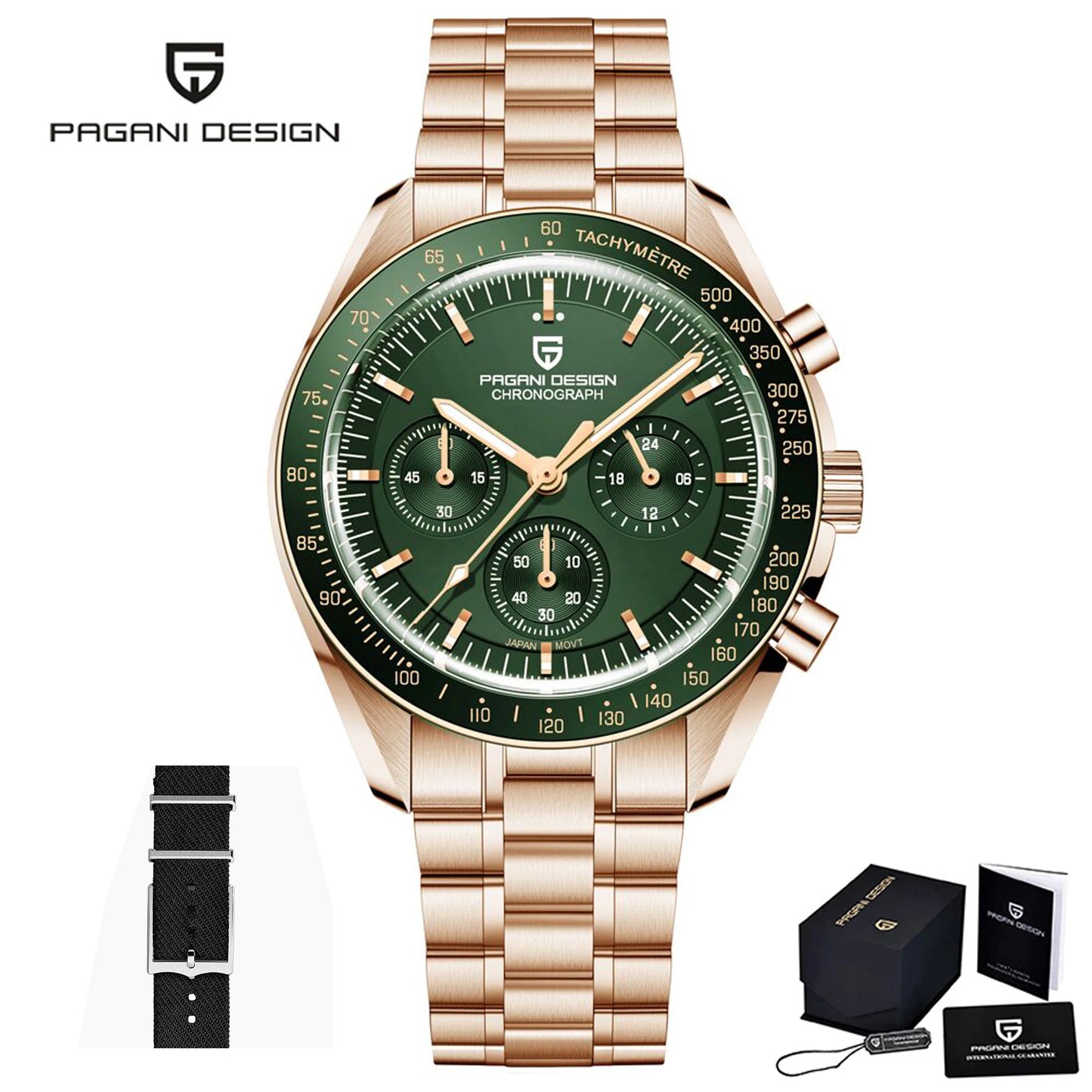 PAGANI DESIGN 2025 New Moon Watch For Men Quartz Multifunction Chronograph Sports Mens Watches Top Brand Luxury Sapphire Mirror