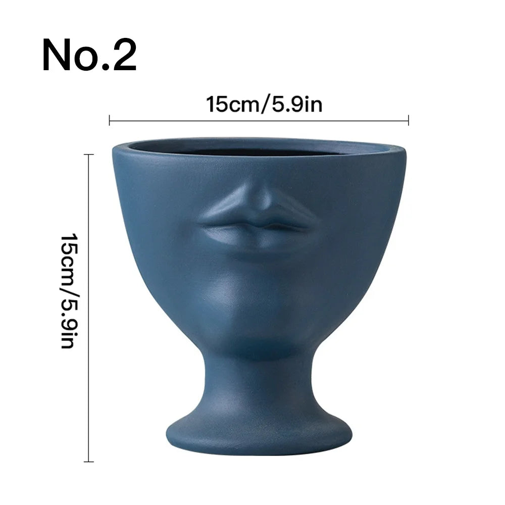 Creative Face Flower Pot Planter Indoor Ceramic Vase Desktop Ornaments Home Decor Garden Decoration Succulent Pot Plant Pot