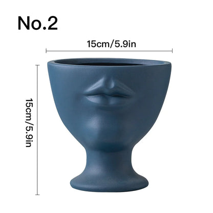 Creative Face Flower Pot Planter Indoor Ceramic Vase Desktop Ornaments Home Decor Garden Decoration Succulent Pot Plant Pot