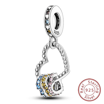 Hot Sale 925 Sterling Silve Charms Beads Forever Love Heart Sister Family Life Charms Dangle For Bracelet Woman Jewelry Gifts