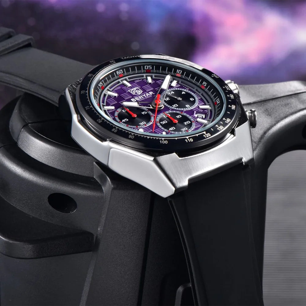 BENYAR 2025 44MM Multi functional Complex Luxury Men Quartz Watches Waterproof Stainless Steel Men Chronograph Gift With Box