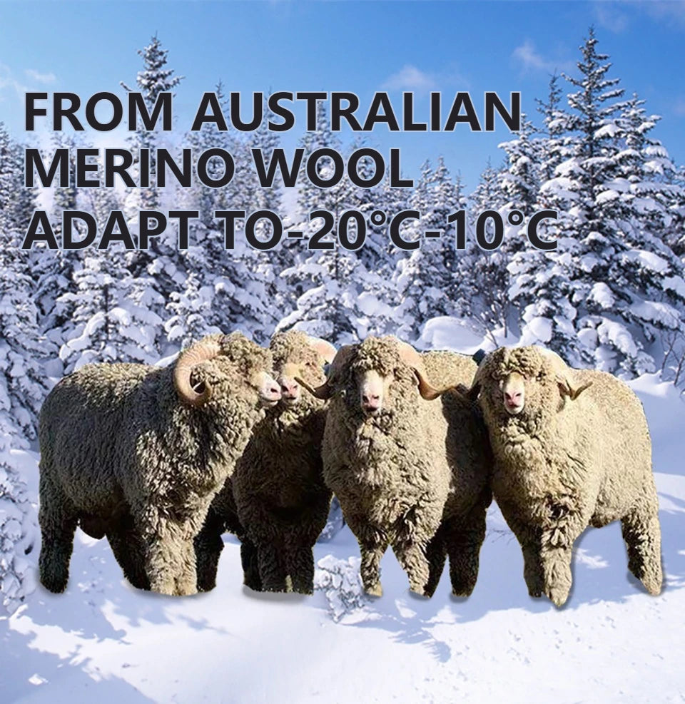 GTUBIKE 1 Pair Merino Wool Winter Men Warm Ski Socks Thicker Sports Snowboard Cycling Soccer Socks High Elastic Thermal Socks