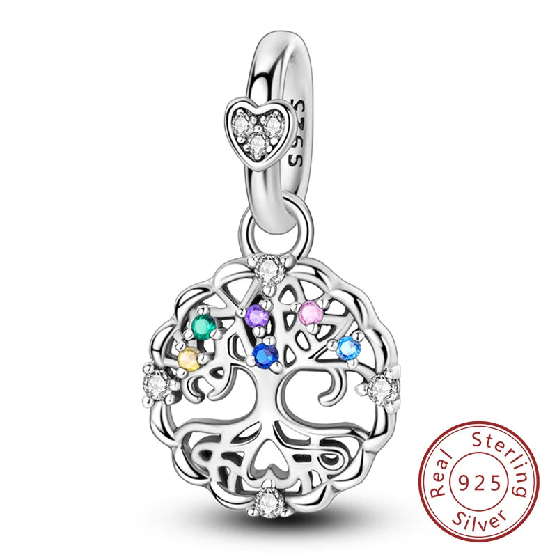 Hot Sale 925 Sterling Silve Charms Beads Forever Love Heart Sister Family Life Charms Dangle For Bracelet Woman Jewelry Gifts