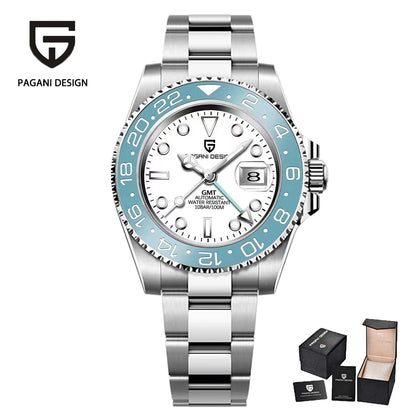 PAGANI DESIGN New GMT Men's Watch Luxury Sapphire Automatic Mechanical Watch 40MM Stainless Steel 100M Waterproof Watch