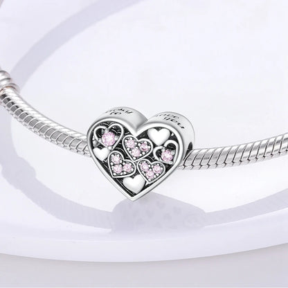 Hot Sale 925 Sterling Silve Charms Beads Forever Love Heart Sister Family Life Charms Dangle For Bracelet Woman Jewelry Gifts