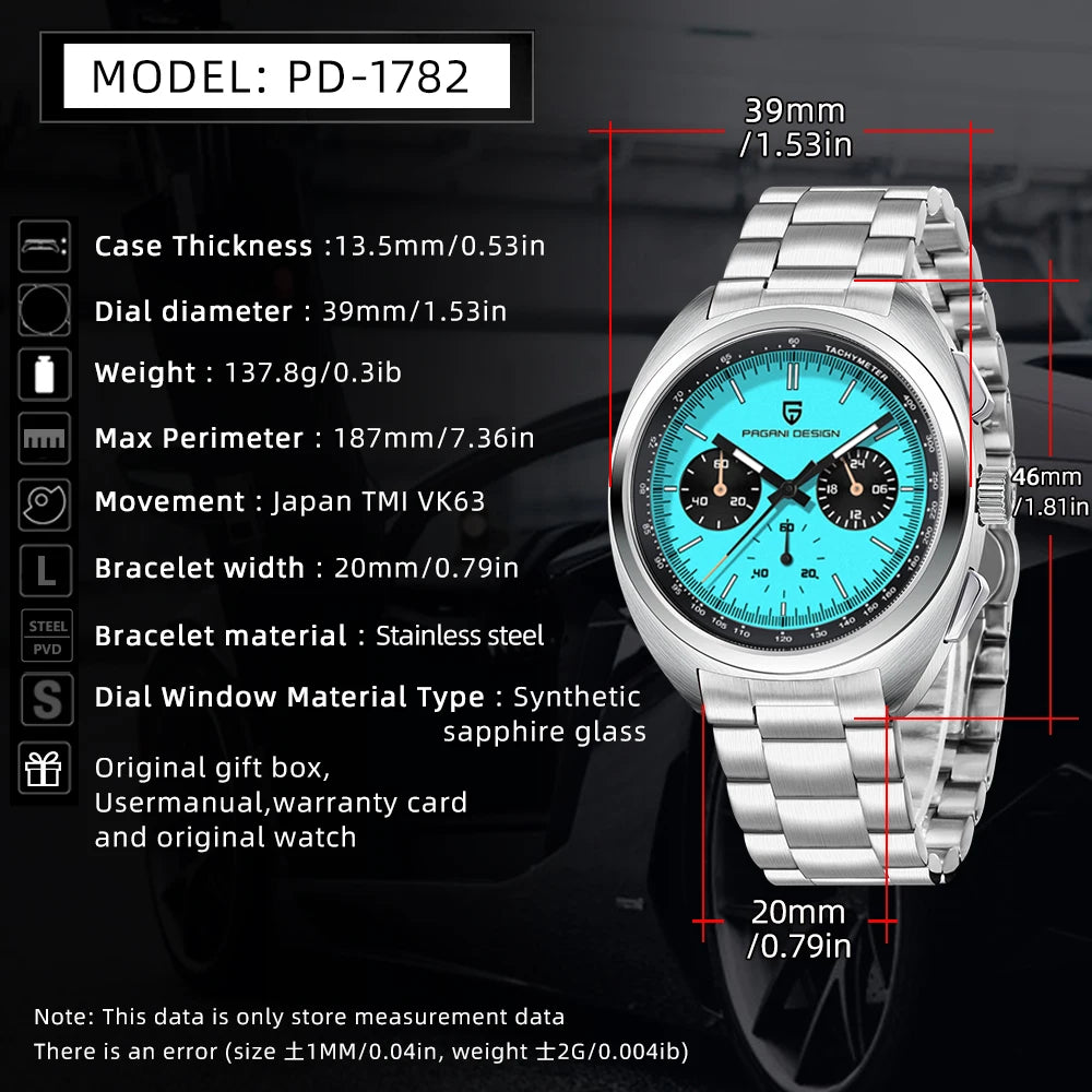 PAGANI DESIGN 2025 New Pilot Luxury Quartz Watch For Men Sport Chronograph AR Sapphire crystal Stainless steel Wrist watches Men