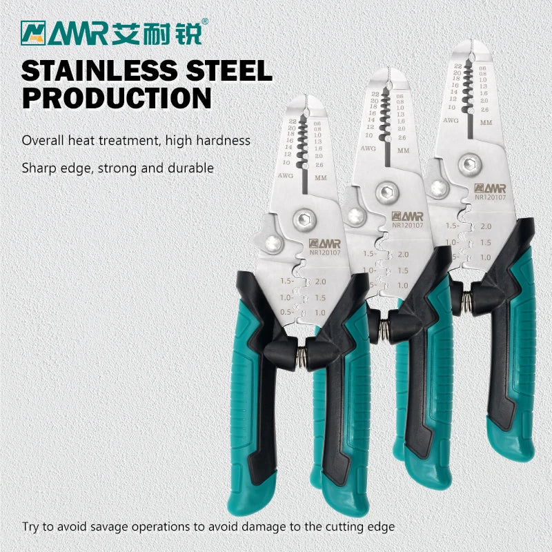 8-in-1 Stripping Pliers with Voltage Tester Versatile Wire Stripping Pliers with Electricity Measurement Cutting Crimping Pliers