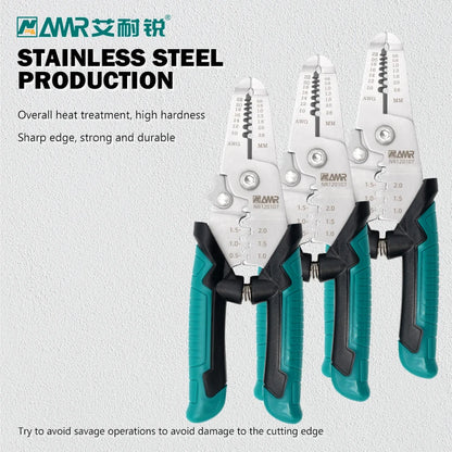 8-in-1 Stripping Pliers with Voltage Tester Versatile Wire Stripping Pliers with Electricity Measurement Cutting Crimping Pliers