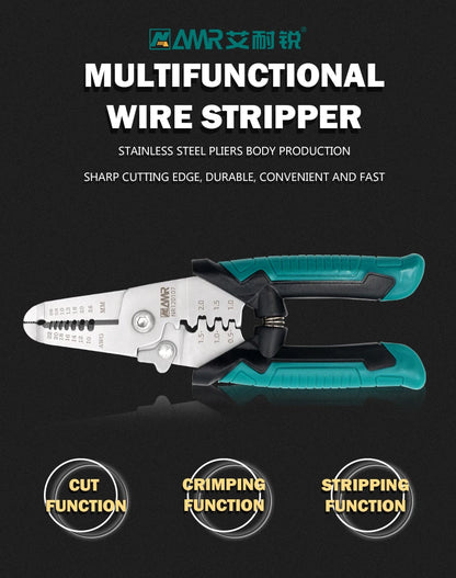 8-in-1 Stripping Pliers with Voltage Tester Versatile Wire Stripping Pliers with Electricity Measurement Cutting Crimping Pliers