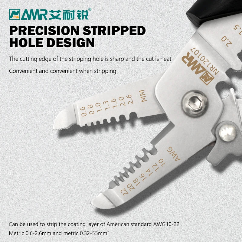 8-in-1 Stripping Pliers with Voltage Tester Versatile Wire Stripping Pliers with Electricity Measurement Cutting Crimping Pliers