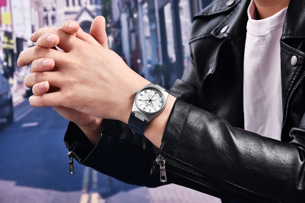 BENYAR Men's Watches Retro Dial Quartz Watch For Men Luxury 40MM Military Leather Original Watches Waterproof Clock Reloj Hombre