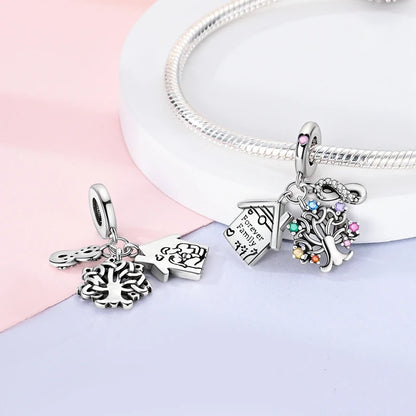 Hot Sale 925 Sterling Silve Charms Beads Forever Love Heart Sister Family Life Charms Dangle For Bracelet Woman Jewelry Gifts