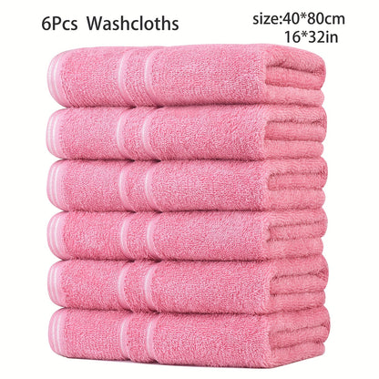 DIJOA 6-Pack Pure Cotton Towel Set, Face Wash Towels Hand Towels Bathroom Towels Lightweight Quick-Dry 40cm X 80cm 400GSM, Holiday Gift Sports Outdoor Beauty Towels Japanese Korean European Style