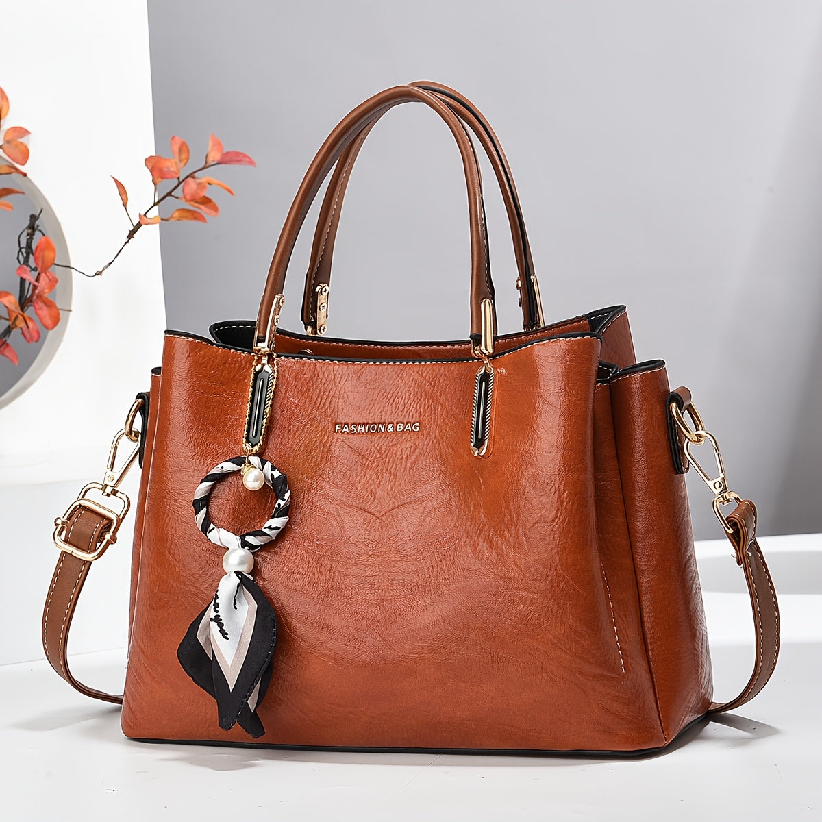 Bolsa de senhora CHROSGEKEIDI em tecido genuíno com alça removível - Grande capacidade, fecho de correr, elegante bolsa preta para uso diário, presente perfeito para mães ou familiares, bolsa versátil | Bolsa elegante | Forro em poliéster, tamanho pequeno