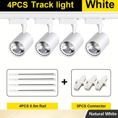4pcs Track Light AC175-265V Set LED Track Lighting Rail Lamp LED Spot 12W 20W 30W 40W Store Home Lights
