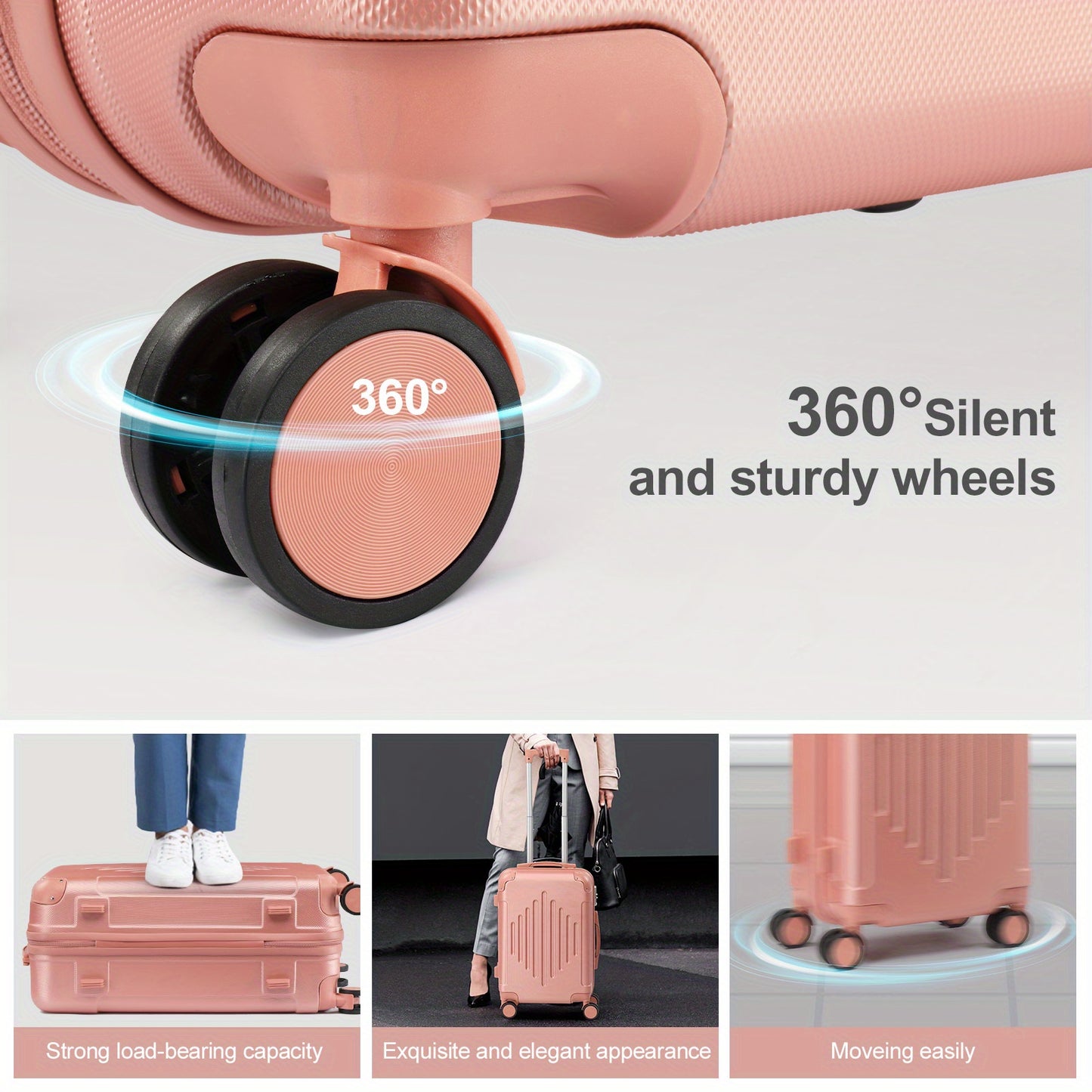4pcs Luggage with Corner Protectors, 12/ 20/ 24/ 28-Inch, Durable Hard Shell, 360 Spinner Wheels, Multifunctional Large Capacity, Lightweight Travel Suitcase