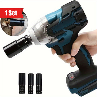 1 Set Heavy-Duty Impact Socket Set, Deep Drive Carbon Steel Sockets, Mechanical Operation, No Power Required, Ideal For Auto Repair And Maintenance