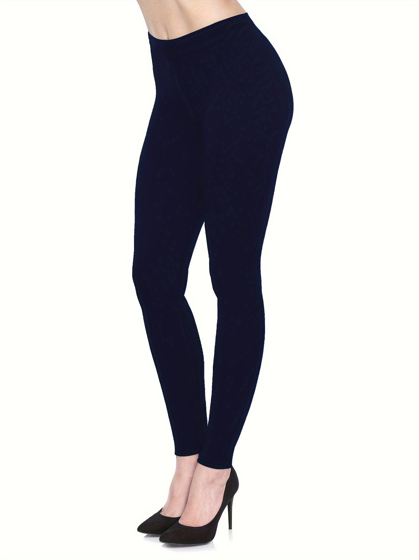 3-Pack High-Elasticity Slim-Fit 9/10 Length Pants - Solid Color Tight Waist All-Season Trousers, Machine Washable &amp; Dry Cleanable, Casual to Dressy Wear (Compatible with Skirts/Blouses) - Bulk Pack for Cost Savings &amp; Easy War